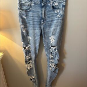 American Eagle Outfitters Light Blue Distressed Skinny Jeans